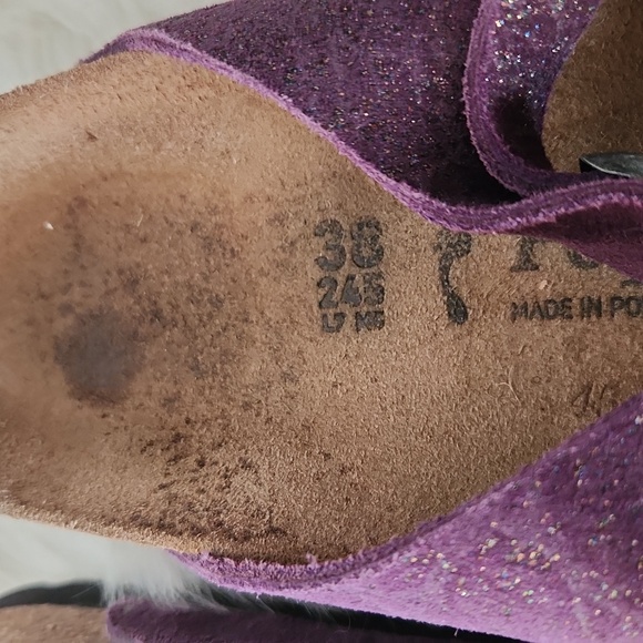 Papillio made By Birkenstock Purple Sparkle Suede Buckle Sandals - Picture 5 of 14